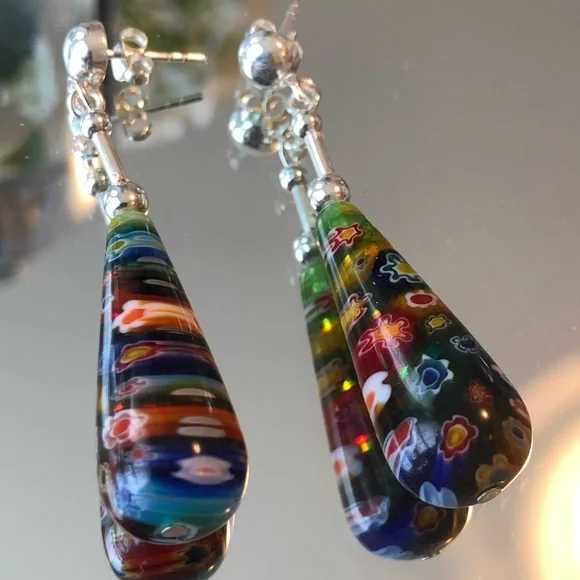Glass of Venice Millefiori Earrings Murano Glass - Picture 3 of 12